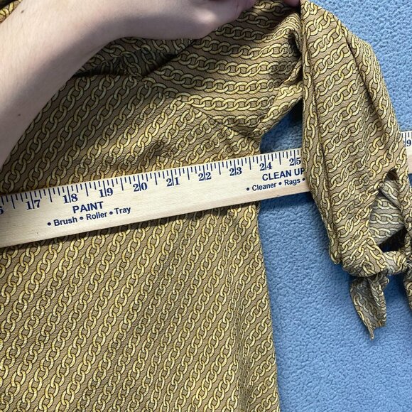 Michael by Michael Kors Dark Camel Chain Blouse Women's Sz XL Bow-ties‎ Sleeves - Picture 4 of 10